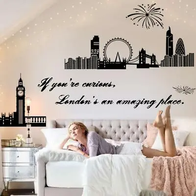 Huge London City Skyline Vinyl Wall Sticker Home Decor Mural Art Decal Cityscape • £15.99