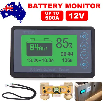 LCD Battery Monitor 12V High Low Voltage Programmable Alarm Shunt Wire Caravan • $68.95