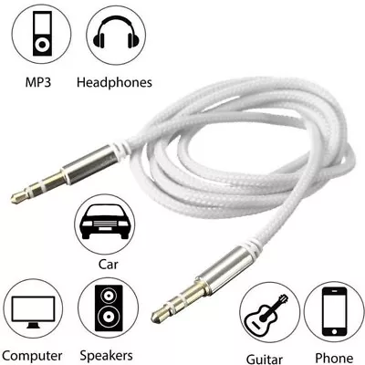 1M AUX Cable Male To Male Audio Lead 3.5mm Jack Stereo Car PC Phone Headphones • £2.29