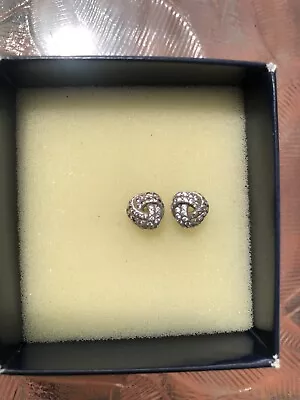 Pandora Sparkling Love Knot Earrings Worn A Few Times Sterling Silver • $50