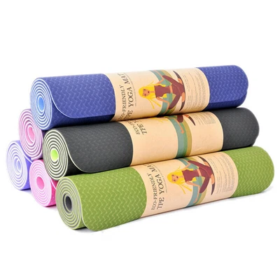 $25.99 • Buy TPE Yoga Mat Exercise Fitness Eco Friendly Non Slip Dual Layer +Carry Bag