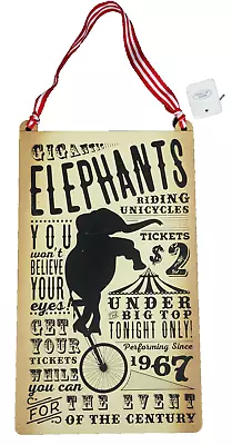 Gigantic Elephants Metal Ornament 4.5” X 7.75” Big Top Circus Wall Decor Plaque • $21.99