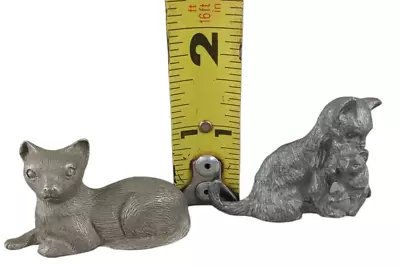 Lot Of 2 Vintage Pewter Miniature CAT Kitten Figures Figurines • $17.95