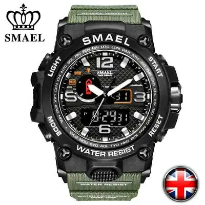 SMAEL Watch Men's Military Shock Quartz Digital Waterproof Sport Wrist Watches • £13.38