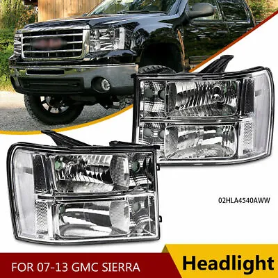 Headlights Headlamps Fit For 07-13 Gmc Sierra 1500 2500hd 3500hd Clear Lens 2pcs • $68.80