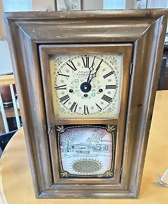 Vtg NEW ENGLAND CLOCK CO. EIGHT DAY - SPRING WOUND CLOCK #234C With Key - Works! • $199.99