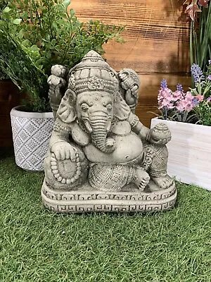 Stone Garden Laying Reclining Ganesh Elephant God Buddha Statue Ornament  • £27.30