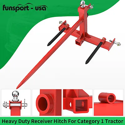 3 Point Trailer Receiver Hitch Hay Bale Spear Cat 1 Multi-function Attachment • $197.99