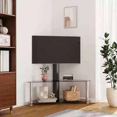  Corner TV Stand 2-Tiers For 32-70 Inch Universal Cantilever TV Floor V0B6 • £128.68