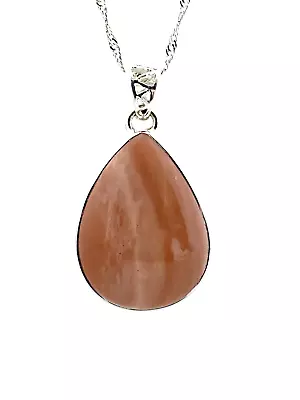 Natural Mookaite Jasper Pendant Necklace W/Sterling Silver Setting & Chain • $3.99