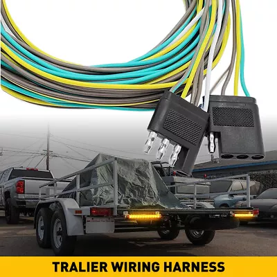 25FT Trailer Light Wiring Harness Extension 4Pin Plug 18 AWG Flat Wire Connector • $14.99