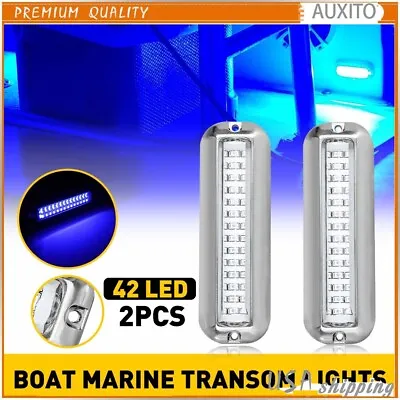 2x Marine Boat 42 LED Lamp Cabin Deck Courtesy Light Stern Transom Lights Blue H • $20.89