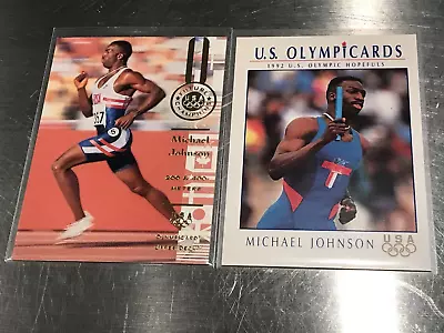 2 Michael Johnson Cards-1992 & 1996 Olympicards Card-feb202 • $3.74