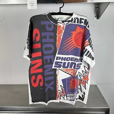 Vintage 90s Phoenix Suns Basketball AOP All Over Prints XL NBA T-shirt • $110