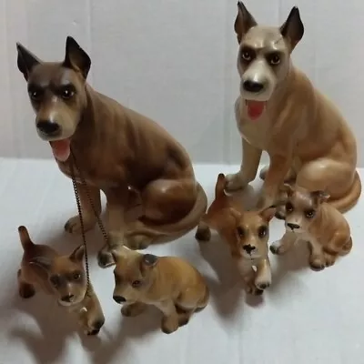 VINTAGE Lipper Mann Great Dane W/ Puppies Porcelain Figurines DOG Japan Lot Of 6 • $5