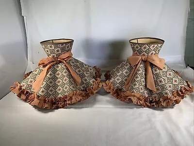 Vintage ~ Pair Of Western Early American Ruffled 60's Lamp Shades • $69.99