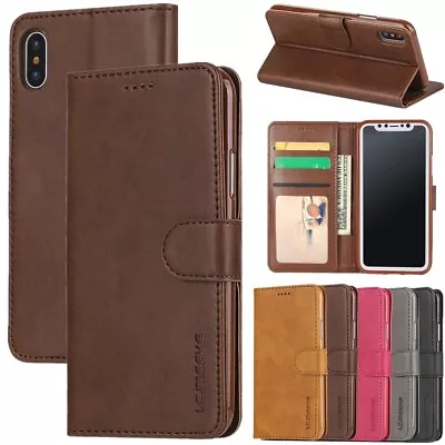 LC.imeeke For IPhone SE 6 7 8Plus Xr Xs Max Leather Wallet Flip Stand Case Cover • $4.99