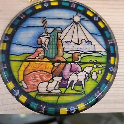 Vintage Small Stained Glass Shepherd And Flock • $15