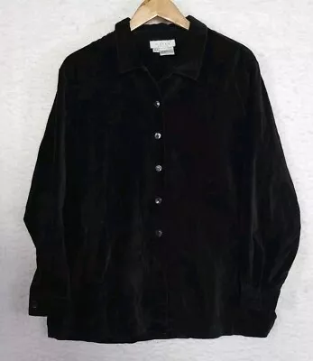 J Jill Petite Womens Button Up Long Sleeve Shirt Velvet Feel Size XLP • $22.50