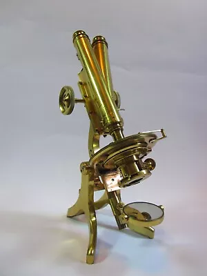 Antique Swift & Son Brass Binocular Microscope. • $127.60