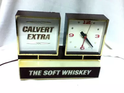 Calvert Bar Sign Liquor Whiskey Vintage Lighted Topper Clock Back Bar Light R1 • $125.64