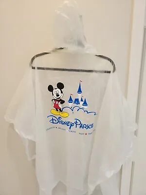 Disney Parks Rain Poncho Clear Plastic Hooded Adult Size Mickey Mouse • $7