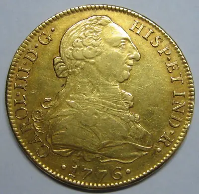 1776 Mexico 8 Escudos Charles Iii Assayer Fm Gold Doubloon Spanish Colonial Era • $3950