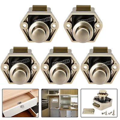 5x Cabinet Push Button Latch Lock Handle Catch Door Knob Campervan Caravan Boat • £8.45