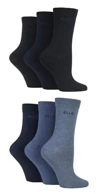 £14.99 • Buy Elle Ladies Patterned And Plain Assorted Cotton Sock Styles Packs Of 6 & 4 Pairs