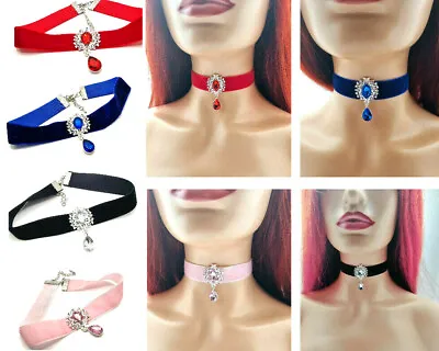 Choker Necklace Velvet Collar Crystal Classic Gothic Retro Vintage Tattoo Choker • £4.35