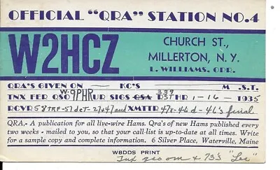 QSL  1935 Millerton  New York    Radio Card • $6.02