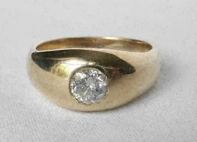 Vintage Mens 1.50CT Real Moissanite Solitaire Pinky Ring 14K Yellow Gold Over • $211.19