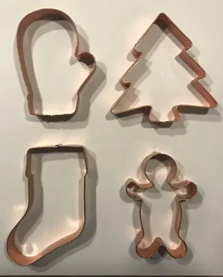 4 Christmas Copper Cookie Cutters Tree Stocking Mitten And Gingerbread Man • $9.99