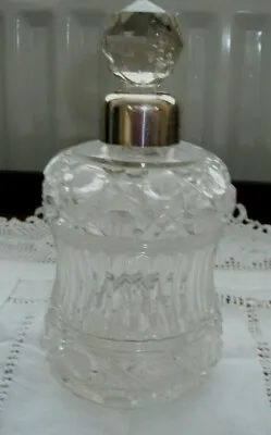 £35 • Buy VICTORIAN CUT GLASS PERFUME BOTTLE With HALLMARKED SILVER COLLAR C.1895 B'Ham 