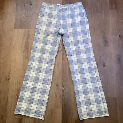 Vintage 60s 70s Disco Pants Mens 32 31 Polyester Plaid Leisure Suit Haggar Vtg • $118.01