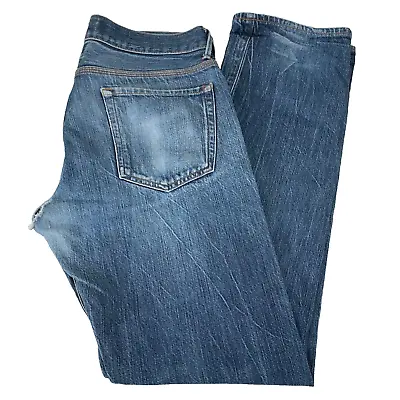 Simon Miller USA Selvedge Japanese Denim Jeans W33 L32 Straight Leg HOLE WORN • £19.99