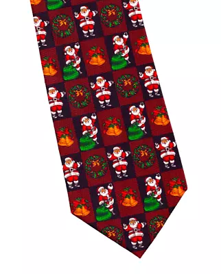 Santas Bells And Wreaths Christmas Necktie • $6.50