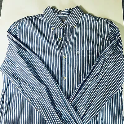 Converse One Star Mens Button Up Shirt Blue Striped Size XL • $11.97