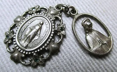 Creed Sterling Miraculous Medal 1830 Mary Pendant W/ Stones + 2 Sided Mary/Jesus • $34.95