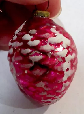 Vintage Feather Tree Christmas Ornament PInk White Mica Snow Pinecone 1.65  • $20