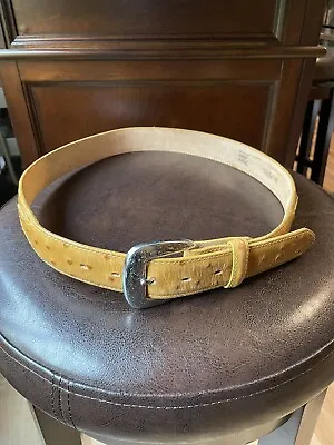 Tony Lama Beige Ostrich Print Leather Belt - Size 34. • $30.79