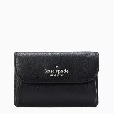 NEW Kate Spade Dumpling Pebbled Leather Small Card Holder Wallet Black KA574 • $130