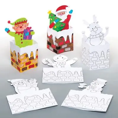 SALE! Make Your Own 3D Xmas Cards POP UP COLOUR IN Kids Santa Snowman Craft • £1.95