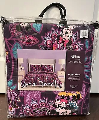 NEW Vera Bradley & Disney MICKEY & MINNIE'S FLIRTY FLORAL Quilt Set - SIZE TWIN • $149.99