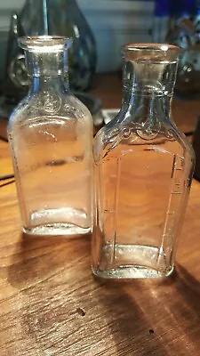 Vtg Lyric 2 Clear Embossed Glass Cork Top Antique Medicine Bottle Approx 4 3/8   • $14.99