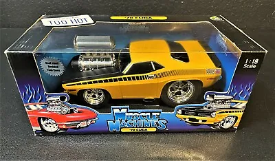 Muscle Machines 1970 Cuda Yellow With Black Hood 1:18 Scale  • $149.99