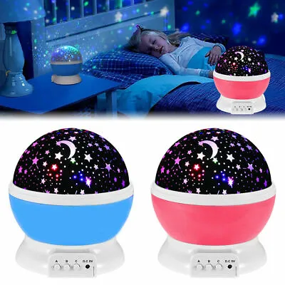 Starry LED Rotating Projector Night Light Star Sky Light Kids Bedside Lamp. • £8.60