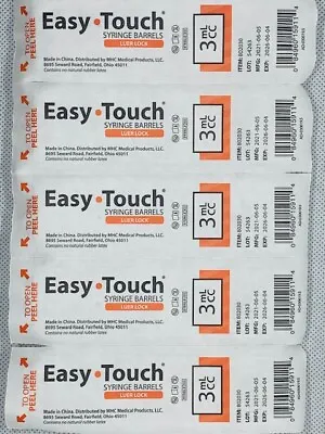 Easy Touch 3cc Conventional Syringe 3mL Luer Lock Syringe W/o Needle ( 10 Count) • $10.49