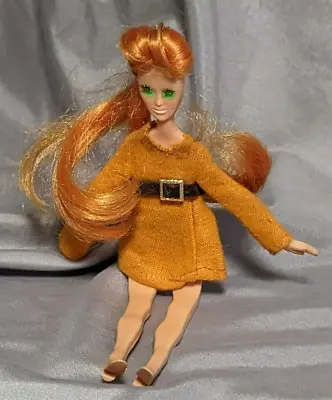 Vintage 1970 IDEAL Fashion Flatsy Doll  ALI  8  Orange Hair Green Eyes Bendable • $18