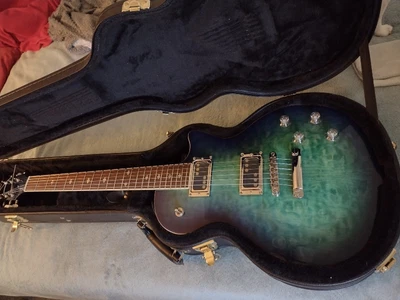 $295 • Buy XAVIERE Pro500 Carved Flamed Maple Top, Coil Split, Kwikplug Blueburst HARD CASE